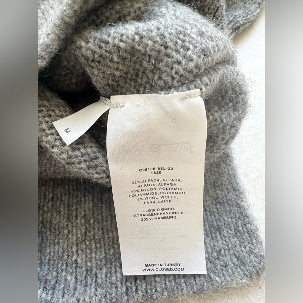 $465 CLOSED Alpaca Wool Sweater Cardigan V-Neck Women's Sz M Gray Preppy Luxury - Picture 11 of 11